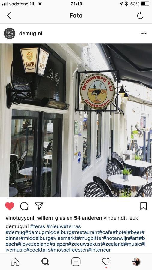 Cafe Restaurant Hotel De Mug Middelburg Bagian luar foto